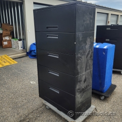 Black 5 Drawer Lateral File Cabinet